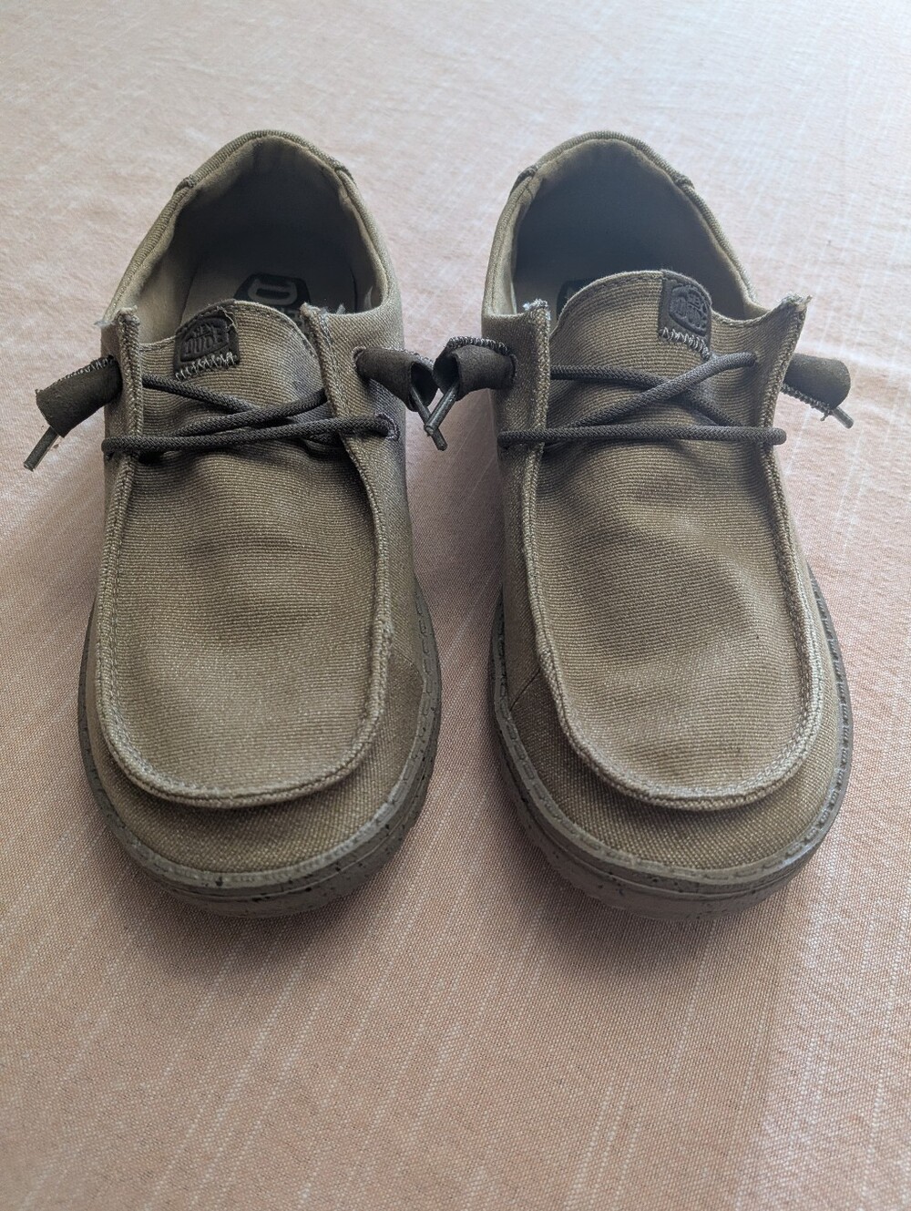 Women's Hey Dude Light Brown Canvas Slip-On Loafers Size 7